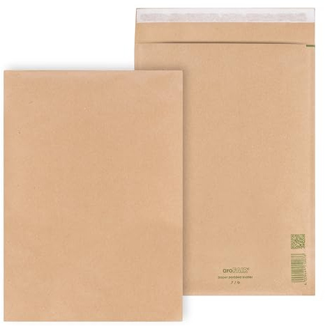 ÖKI Papierpolstertaschen 220 x 345 mm (Innenmaß) – Gepolsterte Versandtaschen A4 aus Recyclingpapier, FSC-zertifiziert, plastikfrei, selbstklebend – Versandumschlag für Dokumente, braun, 100 Stück