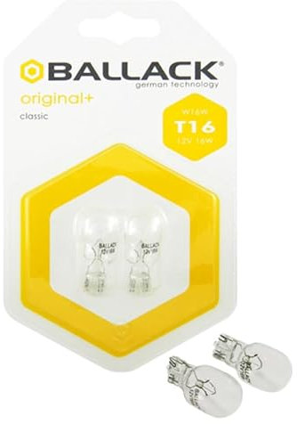 BALLACK Lamp.T16 W16W 2 Stück Original 12 V 16 W 2 Stück | Zugelassen ECE R37 | 12 V