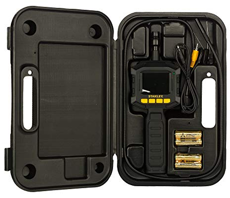 Stanley Inspektionskamera, Endoskop (90 cm Schwanenhals, 8mm Kamerakopf, 180 degree schwenkbares Display, LCD Farbdisplay, beleuchtet mit 4 LEDs, IP67 Klassifizierung, mit Koffer) STHT0-77363, Schwarz