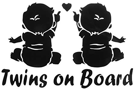 1 PC Auto - reflektierende Dekoration Cartoon Auto - Aufkleber Fenster Zwillinge Baby an Bord Aufkleber(Black)