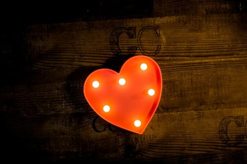 Foaky LED Letter Lights Sign 26 Alphabet Light Up Letters Sign for Night Light Wedding Birthday Party Battery Powered Christmas Lamp Home Bar Decoration (#Heart-Red)