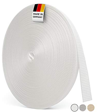 Bauheld® - Cinghia per tapparelle da 50 m, 14 mm, 23 mm, made in Germany, adatta per porte e finestre, elevata resistenza agli strappi e ai raggi UV, bianco, beige