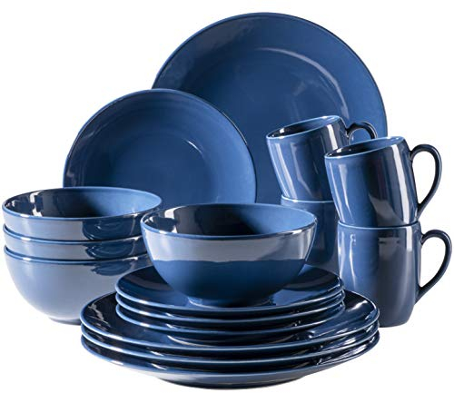 Mäser Ensemble de vaisselle en céramique Ossia Basic Bleu foncé