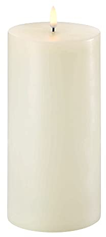 Piffany Copenhagen Uyuni Lighting Pillar LED Kerze 10,1 x 20 cm Echtwachs Ivory - 6 Stunden Timerfunktion - Keine Brandgefahr, Keine Rußbildung und kein Geruch