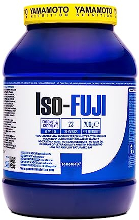 YAMAMOTO Nutrition, Iso-Fuji Volactive 700 gr, Integratore di Proteine del Siero del Latte Isolate Ultrafiltrate, Proteine in Polvere Isolate, Gusto Cocco e Cioccolato