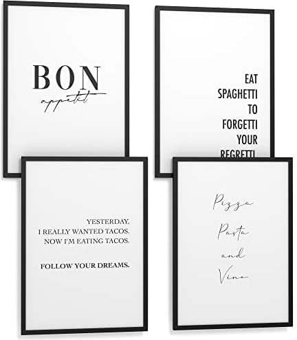 Papierschmiede® Premium Spruchposter Set 4er 30x40 cm, Motiv: International Kitchen, Poster mit Sprüchen, Motivation Bild, für Küche Wohnzimmer - ohne Bilderrahmen
