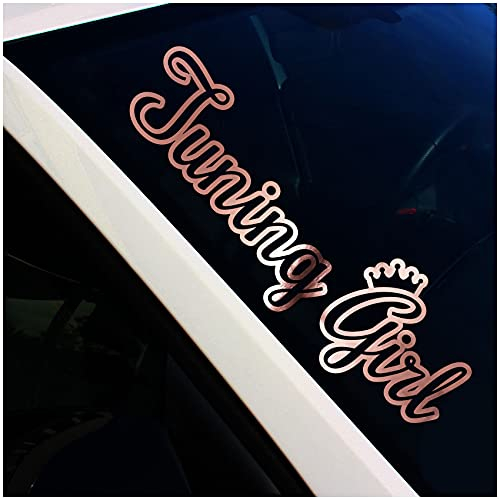 Finest Folia Frontscheibenaufkleber Schriftzug Tuning Girl Aufkleber für Windschutzscheibe Heckscheibe Frontscheibe Auto Fahrzeug Dekor Sticker FS134 (Rosegold Chrom, Außenklebend)