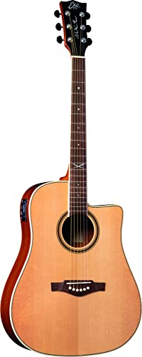 EKO GUITARS NXT D100CE NATURAL Akustikgitarre Fichtendecke Mahagoni Hals- und Bodenstreifen South American Roupana Tastatur 648 mm Mensur Dreadnought Cutaway Naturfarbe