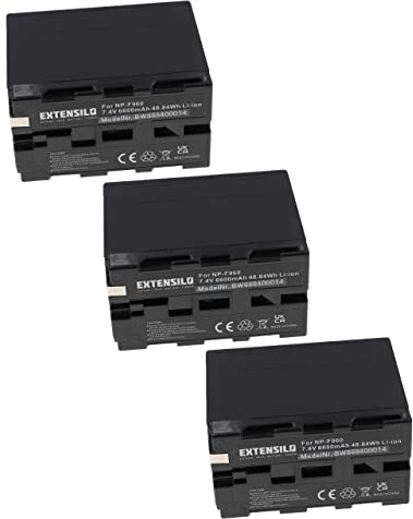 EXTENSILO 3X Akku kompatibel mit Sony Hi8 CCD-TR517 | Hi8 CCD-TR555, Hi8 CCD-TR57, Hi8 CCD-TR67 Kamera (6600 mAh, 7,4 V, Li-Ion)