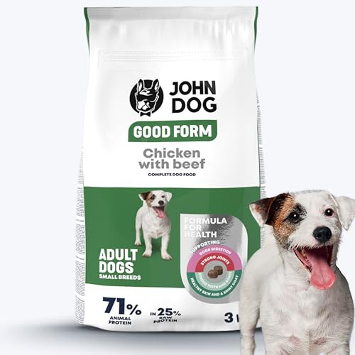 JOHN DOG Trockenfutter für Hunde - Good Form Huhn mit Rind - Hundefutter für Erwachsene Hunde Mini- und kleine Rassen - Glutenfrei und hohe Qualität - 3kg