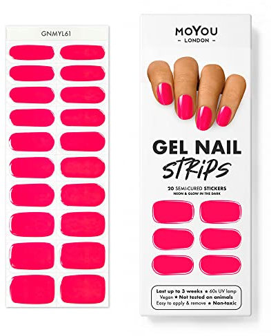MOYOU LONDON Semi Cured Gel Nail Strips - 20 Pcs. Nail Wraps for Salon-Quality Manicure - Works with Any UV Lamp - Easy to Apply, Trim, & Remove Gel Stickers