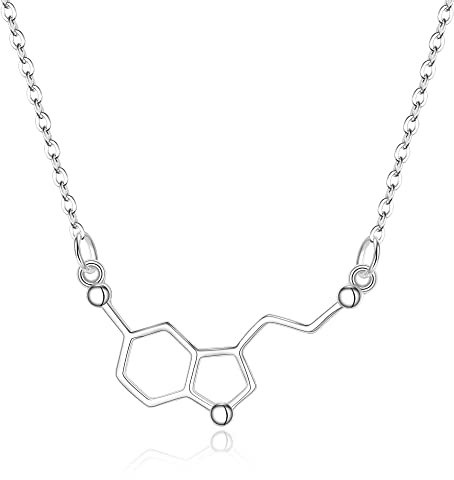Clearine Molekül Struktur Halskette 925 Sterling Silber Glück Neurotransmitter Serotonin Chemie Schmuck Geschenk für Liebhaber der Wissenschaft