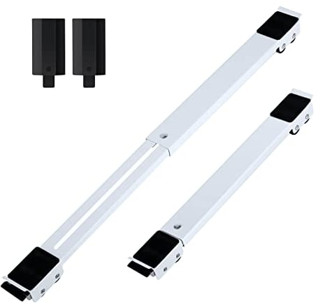 SAVITA2 pcs Appliance Rollers Heavy Duty, Max 27.6 in Heavy Appliance Base Easy Sliders Appliance Movers Refrigerator Wheels for Move Washing Machine Dryers Furniture (White, Upgrade Black Wheel)