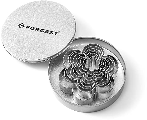 Forgast Tagliabiscotti in Acciaio Inossidabile, 9 pezzi di Diverse Dimensioni, a Forma di Fiore, Tagliabiscotti per Bambini, Stampi per Pasticceria di Alta Qualità