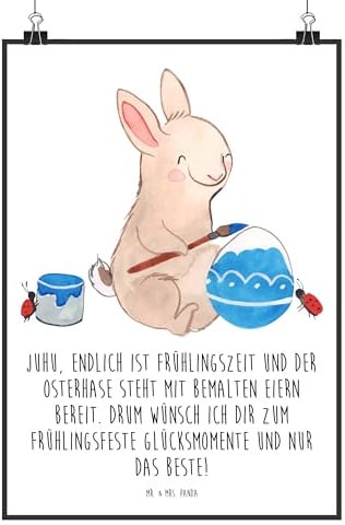Mr. & Mrs. Panda Bild Hase Marienkäfer DIN A4 - Geschenk, Picknicken, Kunstdruck, Ostergrüße, drucke, Ostereier, wanddeko, Plakat, Ostern, Wandbild, Frühling, Osterhase