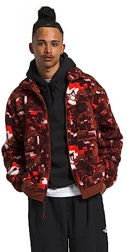 THE NORTH FACE Campshire Fleecejacke für Herren, Fiery Red Digi Half Dome Print, Größe XL, Feuerrot