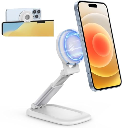 SODI 2-in-1 iPhone Continuity Camera Mount, Verstellbarer Magsafe Handy Ständer und iPhone Webcam Halterung Monitor, Kompatibel mit iPhone 16/15/14/13/12 Serie, Mac Display mit OS Ventura, (Weiß)