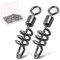 SILANON Lot de 50 tire-bouchons de pêche pivotants en acier inoxydable avec tire-bouchon, clips rapides, connecteurs de ligne de pêche d'eau douce et d'eau salée, 2/0-8 #