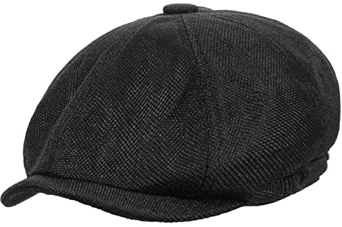 HAPPYPOP Schirmmütze Herren Schiebermütze Schwarz Driving Cabbie Jagd Flatcap Newsboy Cap