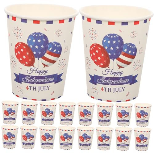 Healifty 48 Pièces En Papier Drapeau Américain En Carton En Papier De Fête Gobelets En Papier Drapeaux Américains Tasses Pulpe Tasse à Café Banquet