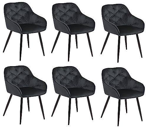 exitodesign Loren Esszimmerstühle Mit Armlehne Schminktisch Stuhl Esszimmerstuhl Esstisch Stühle Esszimmer Stühle Polsterstuhl Bistrostuhl Esszimmerstühle 6er Set 55x60x79 cm Schwarz