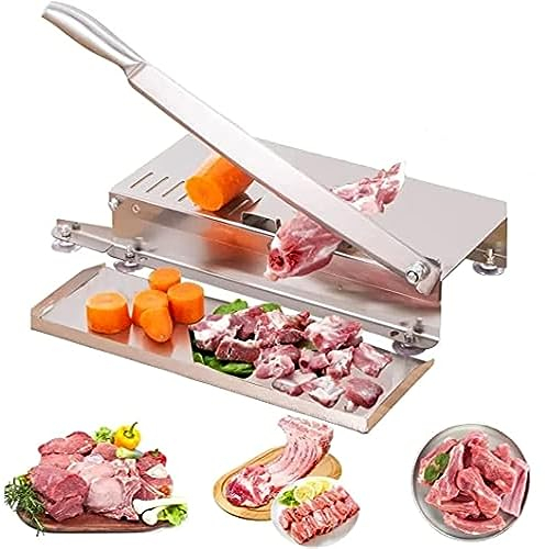 FURLOU Cortador Manual de Carne de Hueso, Guillotina de Carne Comercial de Acero Inoxidable, cortadora de Alimentos Comercial para el hogar, con 4 pies de Silicona, para Pescado, Pollo, Carne de Res