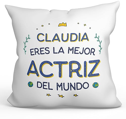 Mugffins Personalisierte Kissen mit Füllung mit Spruch für Schauspielerin Frau - Auf Spanisch - Mejor del Mundo - 40 x 40 cm - Individuell Anpassbar Geschenk fue Mitarbeiter