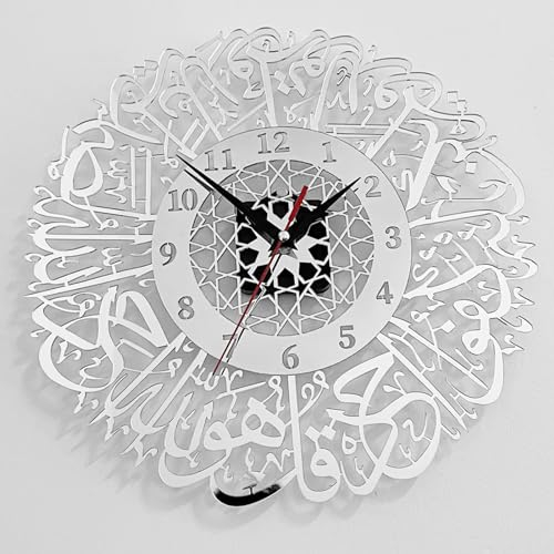 MENAYODA Gold Wanduhr Rund Acryl, Modernes Nordisch Lautlos Wanduhr, ohne Tickgeräusche Quarzwerk Art Deko Wanduhr für Wohnzimmer, Büro, Café Dekoration 30cm (Silber)