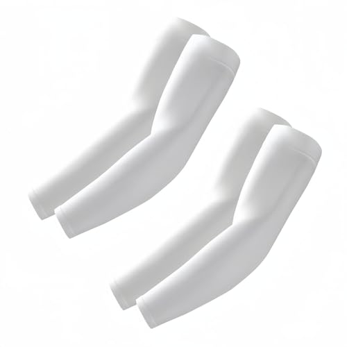 ROXUN 4 pares de mangas de brazo, protección solar UV, compresión deportiva para hombres y mujeres, 2 blanco, talla única