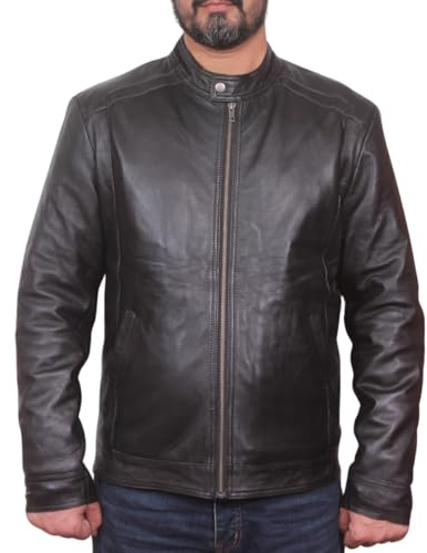 West clever Chaqueta de piel de oveja 100% auténtica para hombre, chaqueta de invierno para niños, chaqueta de cuero para hombre, abrigo de piel de motociclista resistente al viento,