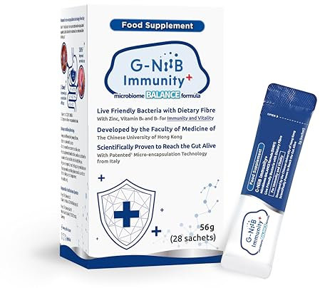 G-NiiB Immunity+ (SIM01) – Probiotics with Prebiotics, Zinc & B Vitamins – Developed by Medical School – Clinically Studied Probiotic Strains – Supports Immunity, Energy & Gut Health – 28-Day use
