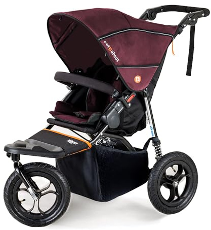 Out 'n' About Nipper Single V5 Kinderwagen – All-Terrain Einzelwagen Baby-Kinderwagen 0–4 Jahre, mit Regenschutz & abnehmbarem Korb – Leichter, faltbarer Einzelbuggy – Brambleberry Red