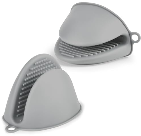 AUAUY Gant de Cuisine épais en Silicone, 1 Paire Gants de Four Résistant à la Chaleur, Gants de Cuisine Antidérapants, Gant Cuisine Anti Chaleur pour Cuisiner, Barbecue, Cuisson (Gris Clair)