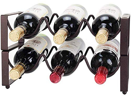 BROGEH Metall-Weinhalter, Tisch-Weinregal, stapelbares Weinregal, zur Aufbewahrung von Weinhaltern – Weinregal, Präsentationsregal, 2 Etagen, bietet Platz für 6 Flaschen Rotwein Hopeful
