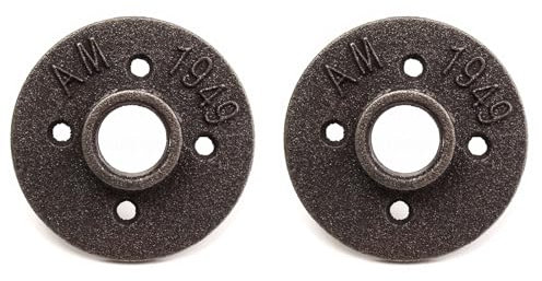 2 bridas de suelo DN20 de 3/4 pulgadas de hierro fundido maleable para tubos de 80 mm de diámetro exterior con 4 agujeros, decoración industrial, estilo vintage