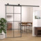 Gecheer Puerta corredera Set herrajes Vidrio ESG Aluminio 102,5x205 cm,Entrada Corrediza Deslizante Puerta corredera de Granero Armario de Garaje,de Baño Salón Sala de Estar Habitación,Type 1