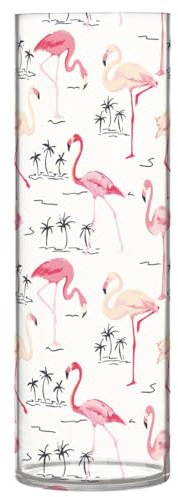 Flamingo Retro Baum Kunststoff Vase 30 x 9 cm Hurricane Vase Ästhetische Vasen für Wohnzimmer Hochzeit Tisch Büro Party Dekor
