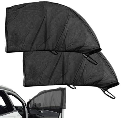 Zanzariera per auto, finestrino per auto | Blocco parasole,Protezione UV traslucida, rete elastica, seggiolino auto, protezione solare, per finestrini auto per Sunlig