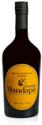 Amaro Mandapò - Bottiglia da 70 Cl, Amaro Siciliano al Pompelmo Rosa, Mandarino, Arancia, Sommacco