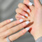 Press on Nails Long - 24PCS French Tip False Nails - Full Cover Coffin Fake Nails with Glue - Nude Stick on Nails White French Tip - Acrylic French Manicure False Nails for Women