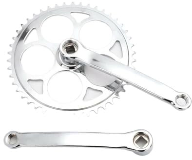 GSJNHY Fahrradkurbel Legierung Single -Geschwindigkeitskettenset 46T Chrom Stahl Kurbel Vintage Bike Retro Look Chainsets Kurbeln 1/2 x 1/8 Stahlradteile