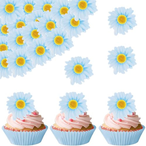 Catelves Essbare Blumen für Torte,48 Stück Gänseblümchen Tortendeko Blumen Essbar,Essbare Blüten Tortendeko Taufe,Blumen Deko Torte Essbar,Cupcake Topper Blumen,Muffin Deko Blumen Geburtstag Hochzeit