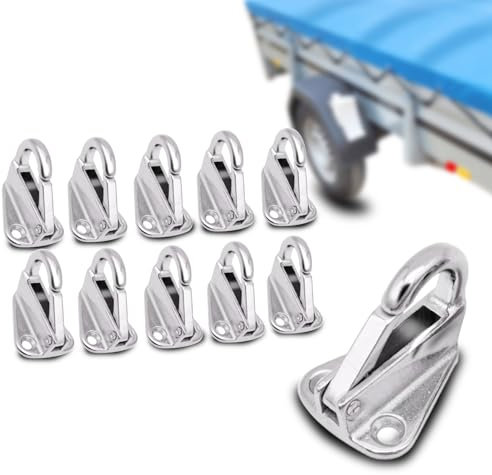 Gancho para lona, gancho para lona, gancho de red para remolque, el acero inoxidable es extremadamente duradero y ofrece una protección sólida para su equipo de exterior (10 x ganchos para lona)