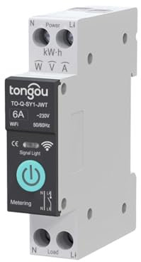Disyuntor WiFi Interruptor Inteligente 1P 6A 10A 16A 20A 25A 32A 40A 50A 63A Interruptor WiFi de Control Remoto Inalámbrico para el Hogar Inteligente (6A With Metering)