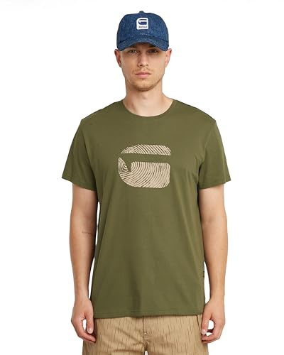 G-STAR Men's Finger Print Burger R T T-Shirt, Green (Shadow Olive D26041-c506-b230), XS
