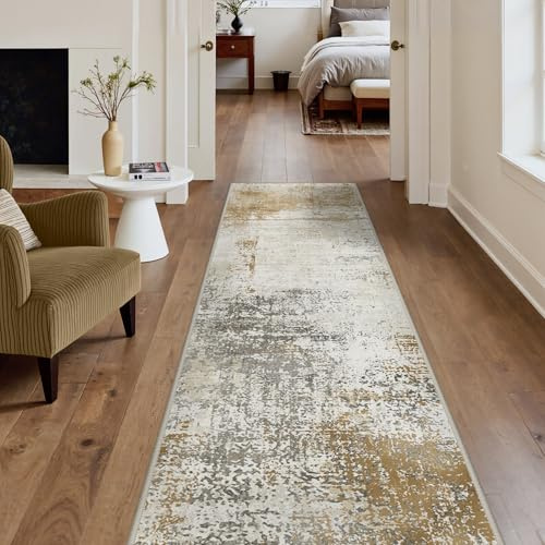 BEIMO Moderner Läufer Teppich 80x300 cm, Waschbar & rutschfest | Abstrakt Design, Kurzflor Klein Carpet, Rutschfest, Für Eingang, Flur und Bettvorleger Schlafzimmer, Pflegeleicht