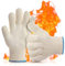 cuhostki 1 Pair Oven Gloves Heat Resistant Hot Surface Handler Oven Mitts with Fingers, Non-Slip Double Layered Protection Kitchen Potholders for Cooking, Baking and Grilling