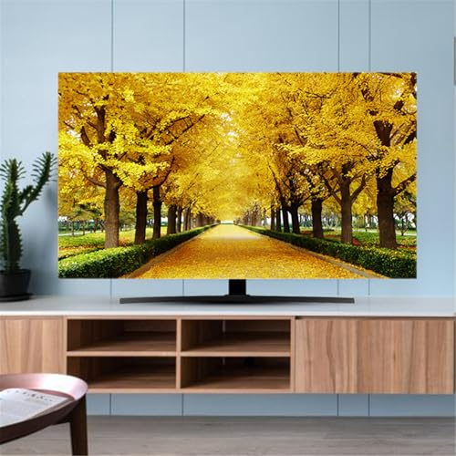Mateju TV Dust Cover Indoor Universal TV Cover for Wall Mounted 3D Landscape Elastic Dustproof TV Screen Protector for 32”to 80”Television/PC Display, Home Decoration (75inch,Autumn)
