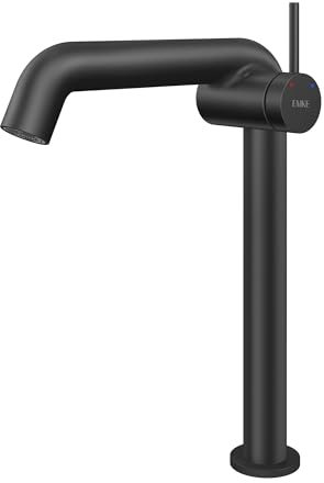 EMKE Robinet de Salle de Bain Noir Mat, Mitigeur Monocommande en Laiton, Cartouche Céramique,332 x 220 x 76 mm, Installation Facile, Économie d'Eau,Robinet de Lavabo