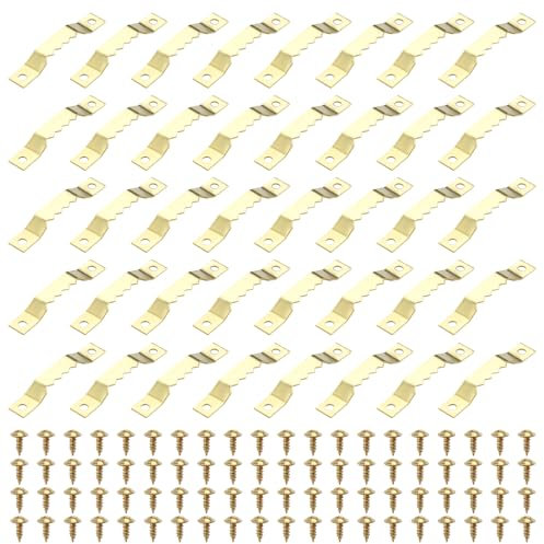 40pcs Ganci Per Cornici In Legno, Ganci dentati per quadri, Ganci Per Foto Con 80 Viti, Cornice A Dente Di Sega, Fissaggi Stabili Per Appendere Quadri, Poster, Specchi E Decorazioni Murali
